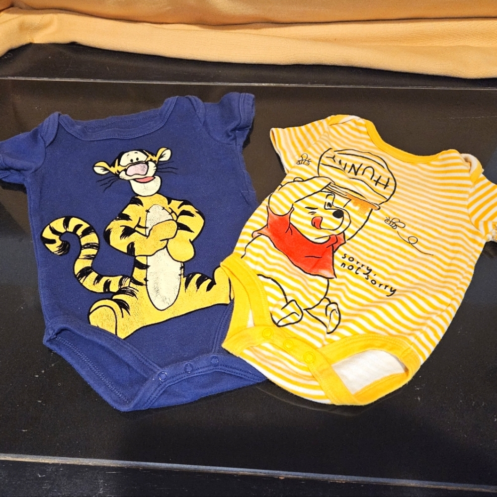 Disney Winnie the Pooh 0-3 Months and Tigger 9 Months Onesie Bundle